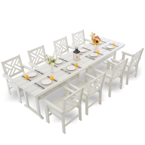 HDPE Dining Table Set for 8,10-Piece Outdoor Table and Chairs Include 8 Dining Chairs and 2 Pcs 62.5