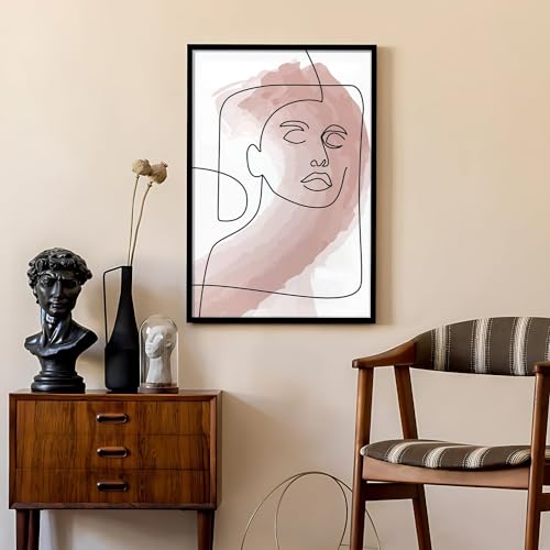 Image of Ritwika's Abstract Wall Art Of Outline Of Women Portrait Painting With Frame | Perfect For Home and Office Decor | With Glass, Size 13.5 inch x 19.5 Inch, Set of 1 (03 - WOMEN)