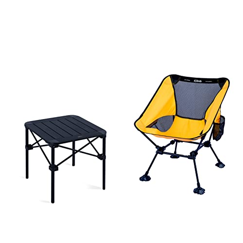 Iclimb 1 Ultralight Compact Anti-Sinking Large Feet Chair And 1 Lightweight Stable Folding Square Table Bundle, For Adults Outdoor Backpacking Hiking Camping Beach Concert #TOP3