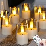 Zevanor Flammenlose kleine LED-Kerzen, Acryl batteriebetrieben 4,3 cm x 6,5 cm mit Fernbedienung und Timerfunktion, weiß flackernd warmes Licht Set von 8 elektrisch langlebig