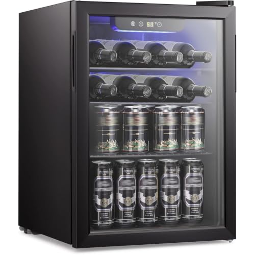 Image of Antarctic Star 2.6cu.ft Wine Cooler /Cabinet Beverage Refrigerator, Small Mini Wine Cellar Fridge, Beer Soda Clear Front Glass Door, Quiet Operation, Adjust Temperature, Freestanding, Black