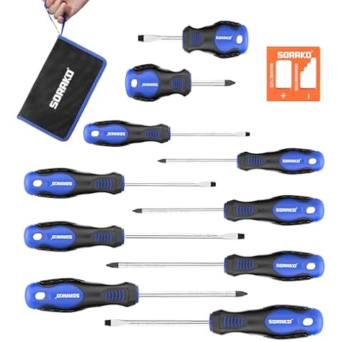 SORAKO Magnetic Screwdriver Set, 11PCS Screwdriver kits With Plastic Ranking, Screw Drivers Tool set, Screwdriver Kit for Tools Gift Cover