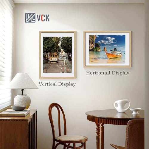 Image of VCK 18x24 Poster Frame 5 Pack, Oak Wood, 16x20 Mat, for Wall Art
