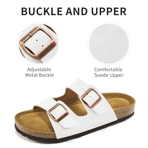 Aomigoct Sandals Womens Dressy Flat: Comfortable Cork Footbed Sandals Women - Beach Summer Walking Slides for Women4