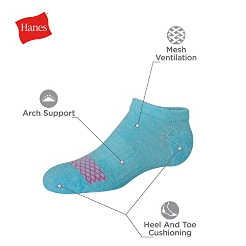 Hanes Girls Fit Heel Shield And No Show Socks, 6-pair Packs Comfort, Assorted, Large US - image 3