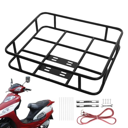 Cesta trasera para bicicleta – Portabicicletas trasero ajustable de metal – Portaequipajes trasero con máxima capacidad de carga | Cesta de almacenamiento de bicicleta inoxidable de gran capacidad