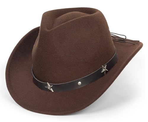 Kids Girls Boys Felt Fedora Hat Western Cowboy Cowgirl Hat with Buckle Belt Felt Fedora Hats （4-8 Years）