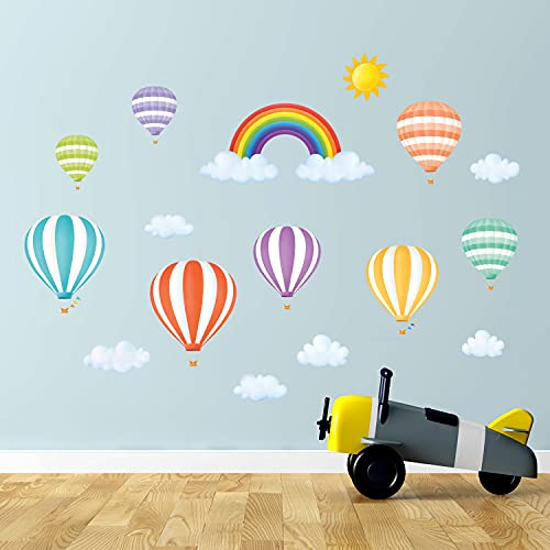 DECOWALL-DS8-1801-Rainbow-and-Hot-Air-Balloons-Kids-Wall-Stickers-Wall-Decals-Peel-and-Stick-Removable-Wall-Stickers-for-Kids-Nursery-Bedroom-Living-Room-dcor