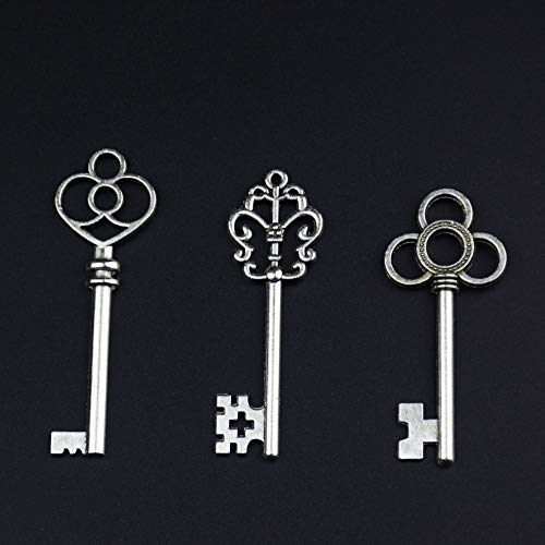 Aokbean Vintage Skeleton key in antique silver Style - set of 30pcs (Antique Silver)