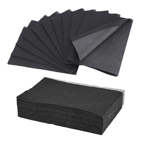 Unihuby Black Dental Bibs 50pcs Tattoo Bibs Disposable Dental Bib 13 x 18 in Tattoo Table Covers Clean Pad Premium Waterproof Tablecloths Clean Pad Patient Bib Napkins