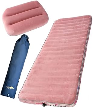 Inflatable Sleeping Pad with Camping Pillow & Pump Sack, Pink