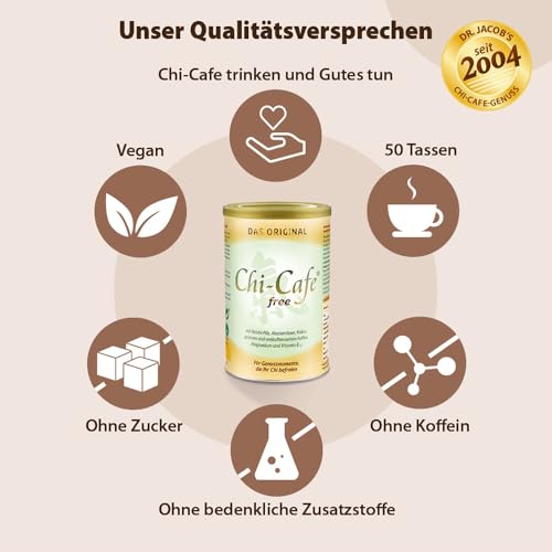 Chi-Cafe free 250 g | Getränkepulver mit grünem und entkoffeiniertem Kaffee, Reishi-Pilz, Ballaststoffen, Kokos, Magnesium und Vitamin B12 | vegan | 50 Tassen