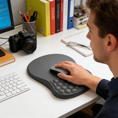 Tapis de souris ergonomique en mousse à mémoire de forme et base PU durable