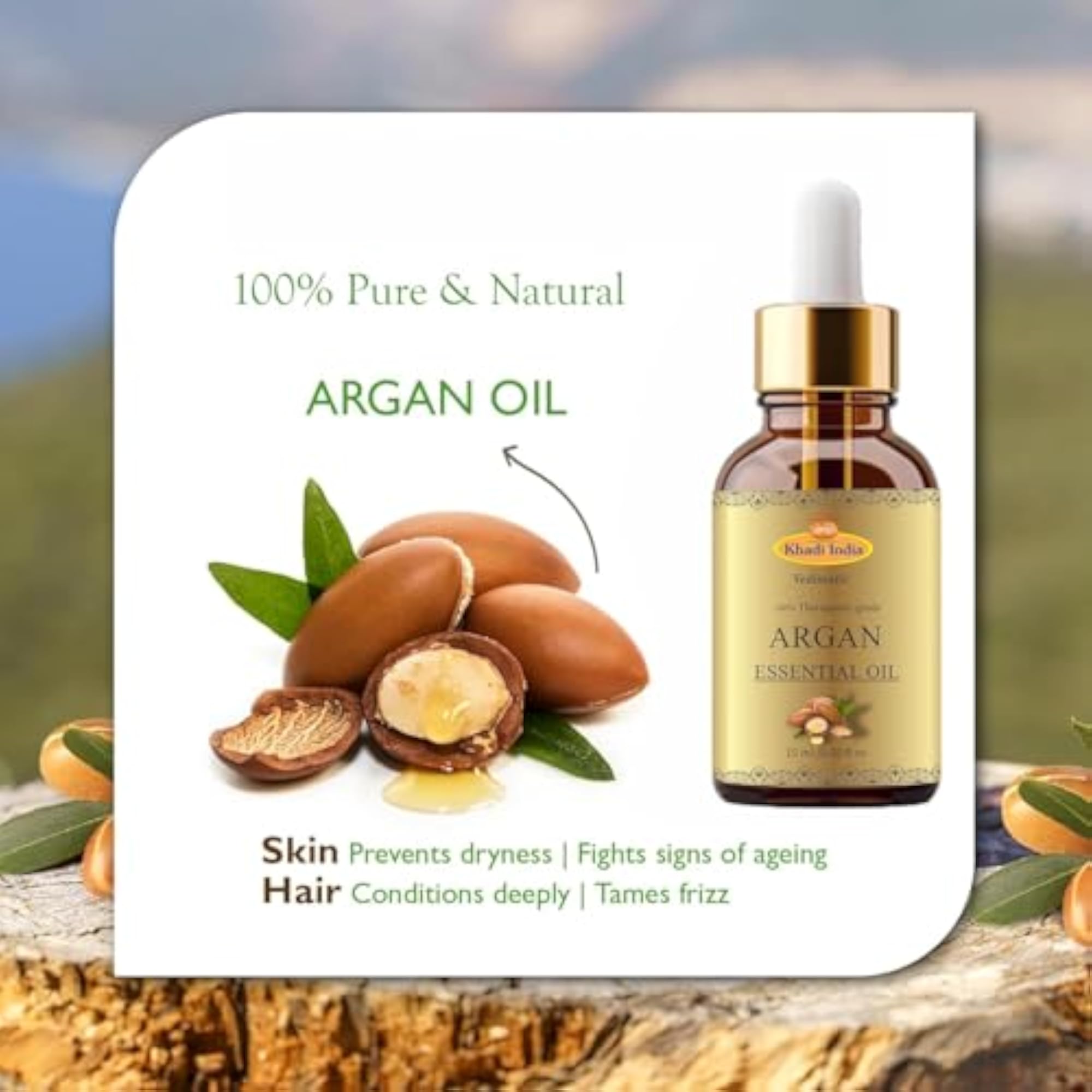 Khadi 100% Pure Natural Moroccan Argan Oil, 15ml