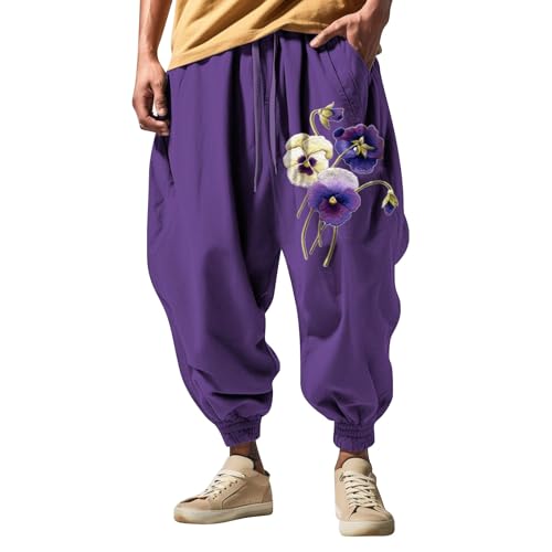 Mens Baggy Graphic Joggers Trendy Hippie Oversized Sweatpants Casual Elastic Waist Boho Japanese Yoga Harem Pants