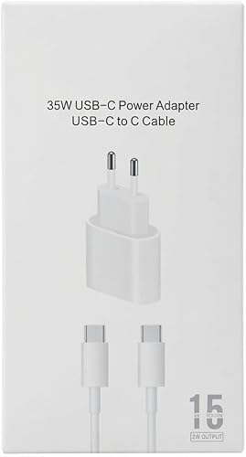 35W USB-C Power Adapter with USB-C to C Cable, Fast Charging, White, EU Plug