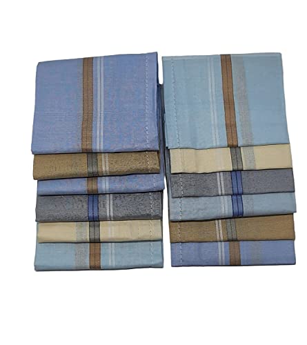 Image of Lepax100% Cotton Premium Collection Handkerchiefs Hanky For Men -Set of 6 Multicolor Striped XXL King Size Handkerchief | LK203