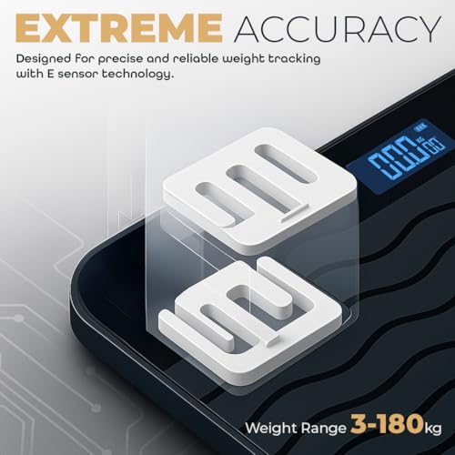 Image of HealthSense Weight Machine for Body Weight | Digital Weighing Scale for home with Step-On Technology, Tempered Glass, LCD Display, 180 kg Capacity & 1-Year Warranty | Glass-Top PS 111 Plus