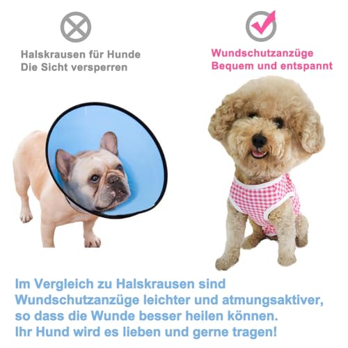 Kukaster Pet Hundebody Nach Op Hündin Rüde Kastration Wundschutzanzüge für Hund, Nylonschnalle für Haarausfall, Allergien, Rasur, Lila blau Streifen S