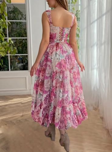 Cute Tulle Floral Print Prom Dress Long Senior Evening Gown for Girls WD1092