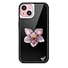 Wildflower Cases - Orchid, Compatible with Apple iPhone 15 | Floral, Black, Purple, Minimalist, Cute, Trendy - Protective Black Bumper, 4ft Drop Test Certified, Women Owned Small Business