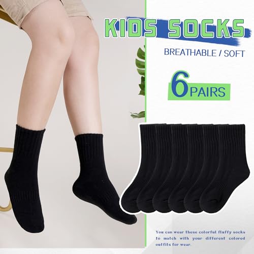 SeeyAN Kids Socks Boys Girls Athletic Cotton Crew Classic Black White Grey Childs Sport Socks 6 Pairs2