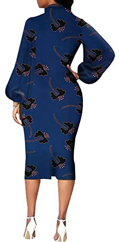 Image of Sexy Long Sleeve Dress for Women Solid Color Bow Knot Turtleneck Formal Gown Midi Casual Church Dresses