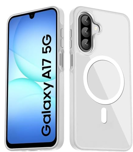 Image of DIZORO Compatible Samsung Galaxy A17 5g Case,Compatible with MagSafe, Non Yellow Military-Grade Drop Protection & Hard PC Back Cover Slim Transparent Anti-Scratch Shockproof Phone Case - Magsafe White