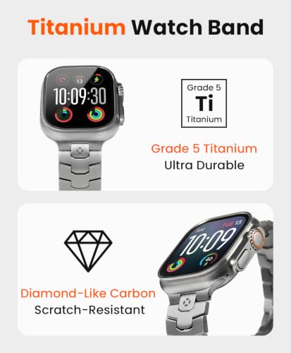 Image of AGIS02 Titanium Band for Apple Watch Ultra 3 /2 /1 Band 49mm & Series 11 /10 46mm, Grade 5 Titanium Ultra Watch Band for Men with DLC Coating, Durable and Lightweight iWatch Metal Strap
