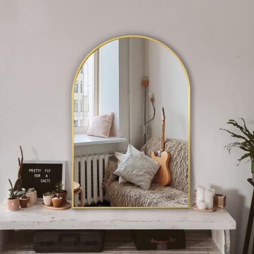 Arched Wall Mirror for Bathroom,Mirrors for Wall,24''x36'',Vanity Mirror for Bedroom, Entryway, Living Room, Metal Frame (36''x24'',Gold)