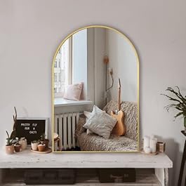 Arched Wall Mirror for Bathroom,Mirrors for Wall,24”x36”,Vanity Mirror for Bedroom Dresser, Entryway, Living Room, Metal Frame (36”x24”,Gold)
