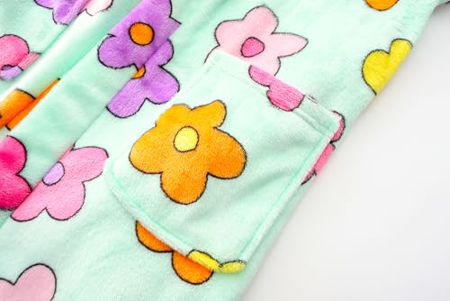 Image of Kids Hooded Bathrobe Girls Soft Plush Hooded Flannel Pajamas Sleepwear Boys Spa Robe