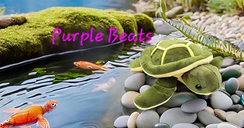 Image of Purple Beats Green Turtle Soft Stuff Toys for Kids, Children, Baby Girls, Stuffed Animals Toys, kachhua Soft Toys, Car Soft Toy - 30 CM