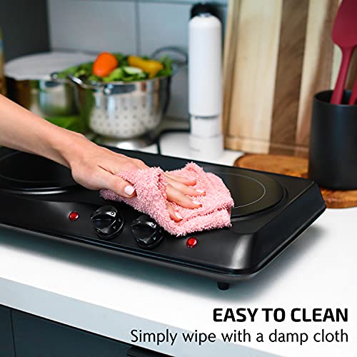 image for OVENTE BGI102B Countertop Infrared Double Burner, 1700W Electric Hot P