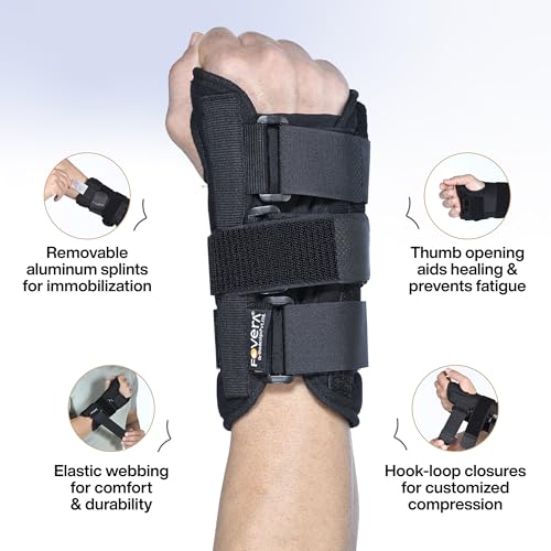 Image of FOVERA Wrist Splint Brace for Carpal Tunnel | Adjustable Wrist Support Brace with Splints | Hand Support for Arthritis, Tendonitis, Sprain, Injuries & Wrist Pain (Size - Medium, Left Hand)