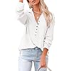 BDCUYAHSKL Herfst en Winter Damesmode V-hals Effen Kleur Lange Mouwen Pullover Losse Revers Single-Breasted Shirt Casual…