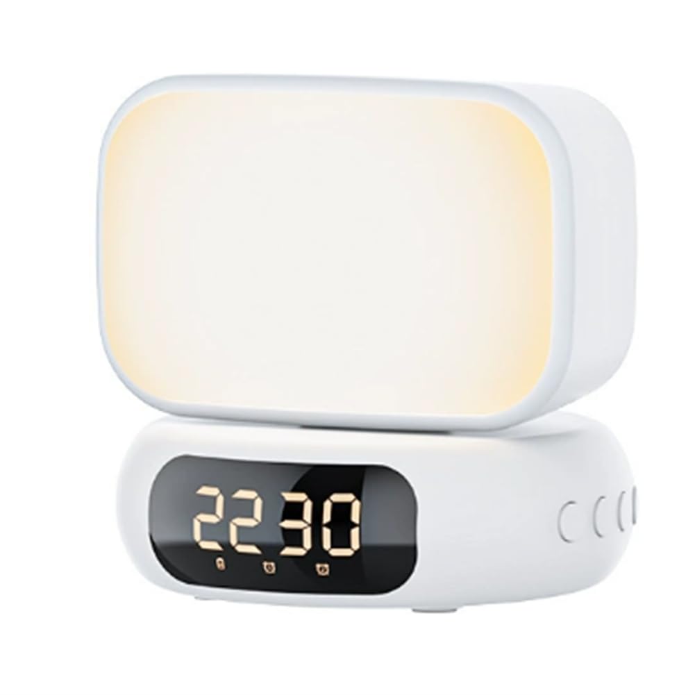 Onchdbfhuu Multifunctional Bluetooth Speaker Alarm Clock Night Light Speaker LED Alarm Clock LED Desktop Rotating Clock White
