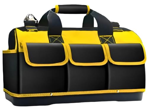 Bolsa De Ferramentas Profissional Impermeável, Maleta Organizador Portátil, Fundo Reforçado Oxford Resistente, Para Eletricista, Carpinteiro, Pedreiro, Pintor, Técnico, Uso Diário, Grande C/Divisões.