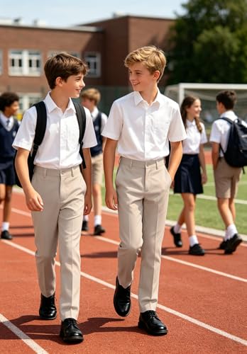Image of DHTS Boys Dress Pants (Size 2-20 Years) Slim Fit Uniform Pants for Toddler & Teens