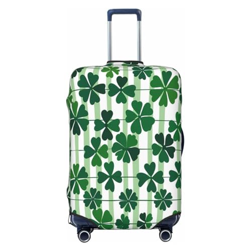 St Patricks Green Shamrock Leaf Stripes Travel Luggage Cover Elastic Suitcase Covers Washable Anti Scratch Luggage Dust Covers Protector, Fits 18-21 inch Luggage, S