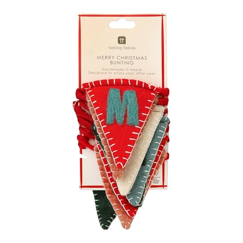 Talking Tables Merry Christmas Felt Bunting 6.6ft Wool Garland with