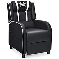 COSTWAY Gaming Chair, Adjustable Racing Style Gaming Recliner Armchair with Footrest, Headrest and Lumbar Support, Ergonomic PU Leather Office Lounge Sofa Home Theater Seating