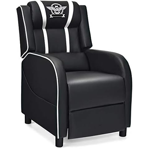 COSTWAY Adjustable Gaming Recliner with Footrest Cover