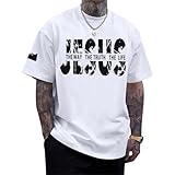 Migxsaf Christian Jesus Faith Shirts for Men God Religious Cross Bible Verse Inspirational Shirt Oversized Graphic Tees Tops(White,XL)