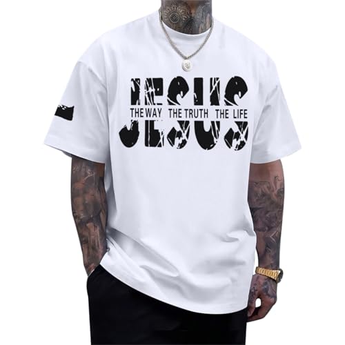 Christian Jesus Faith Shirts for Men God Religious Cross Bible Verse Inspirational Shirt Oversized Graphic Tees Tops