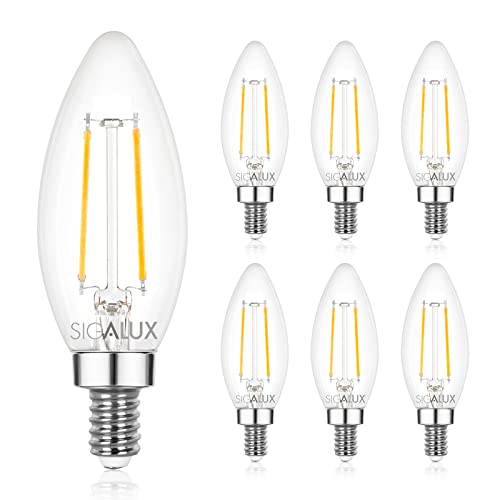 Sigalux E12 LED Bulb Dimmable, 40 Watt Candelabra LED Light Bulbs, Chandelier Light Bulbs, B10 5000K Daylight, Type B Candle Light Bulbs UL Listed, 6 Pack Visit The Store