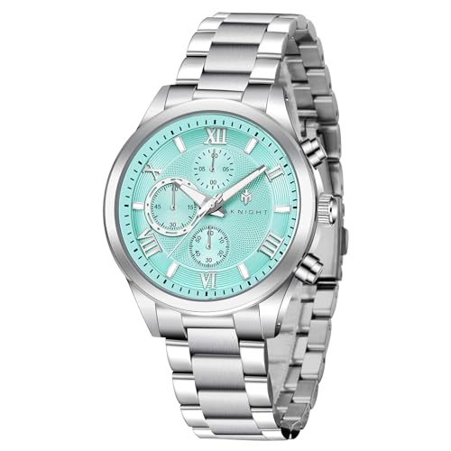 AKNIGHT Men Watch Pink Stainless Steel Watch for Men Waterproof Date Analog Chronograph Quartz Fashion Wrist Watch Easy Read Elegant Gift