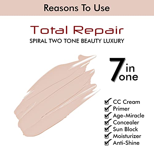 Image of Colors Queen 7-in-1 Total Repair Liquid Foundation 50g 02 Beige Full Coverage Oil-Free Primer Concealer Moisturizer CC Cream & Colors Queen 4-in-1 Multifunctional Makeup Brush Set Soft Bristles