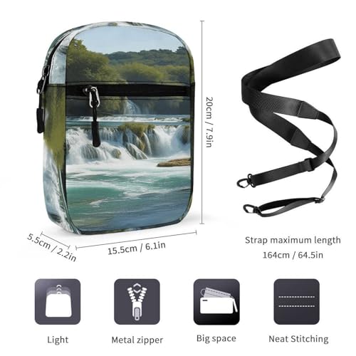 Small Satchel,Waterfalls on Krka River Print Small Shoulder Bag,small Messenger Satchel Bags,mini Bag with Adjustable Strap2