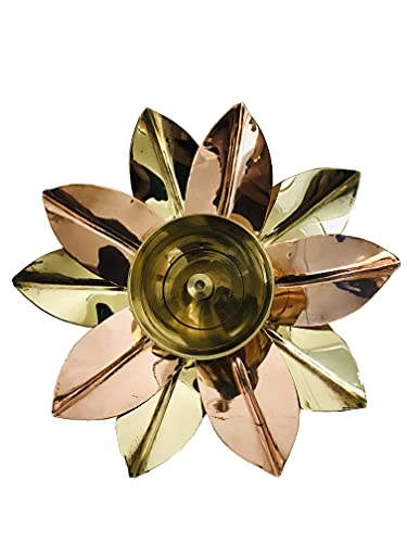 Lotus Brass Akhand Diya Diwali Diya-Oil lamp Pooja Diya Oil lamp Krishna Janmashtami Navaratri Diya Navratri Pooja Wedding Decor Diwali Decorations Diya Gift Items Diwali Diya Size- 5 " inch - Image 3